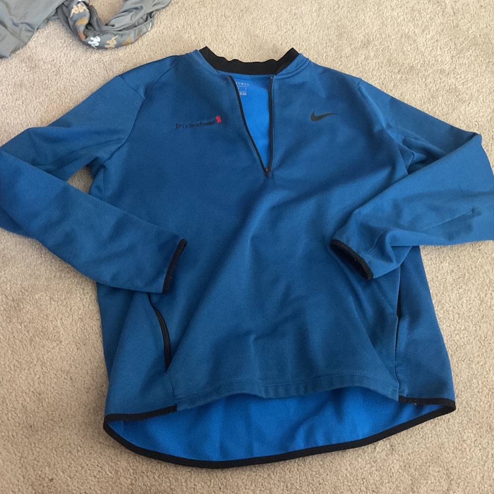 Nike Fleece Sweater Blue 1/4 Zip size L Blue Dri-Fit